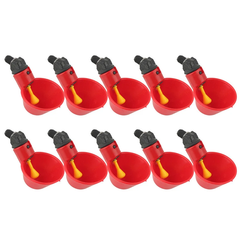 10 Chicken Drinker Cups Plastic Automatic Poultry Waterer Drink Cup Water Coop | Дом и сад