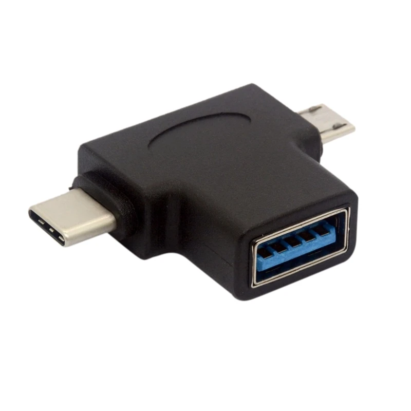Переходник с USB 3 0 мама на Micro папа 5 Pin и Type C (USB C) коннектор 2 в 1 T образный OTG