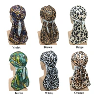 satin leopard print pirate hat outdoor pirate hat european and american hip hop two color silk scarf hat bun hat du rag