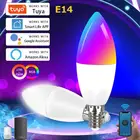 Умная Светодиодная лампа E14 Tuya RGB + CW + WW с регулируемой яркостью, светодиодная лампа-свеча с ночным голосовым управлением и Alexa Google Home Smart Life, 5 Вт, 7 Вт, 9 Вт