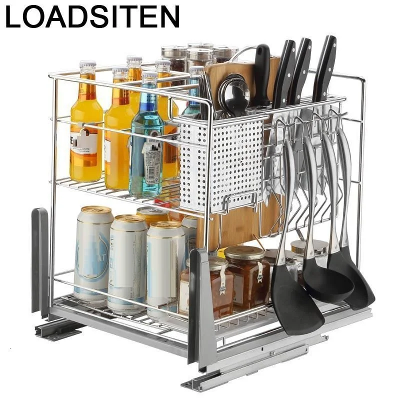 

For Para Colgar En La Ducha Pantry Cestas Corredera Pantries Stainless Steel Organizer Cocina Cozinha Kitchen Cabinet Basket