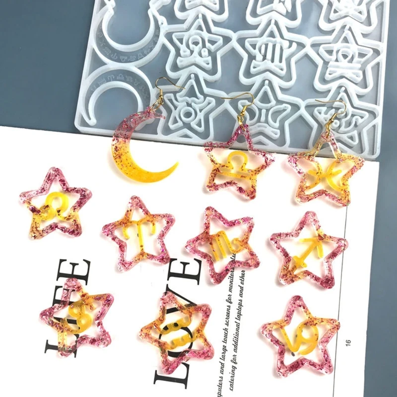 

Earrings Mold Constellation Pendant Silicone Mold Astrology Diy Epoxy Casting Mold Jewelry Necklace Pendant Making Mold