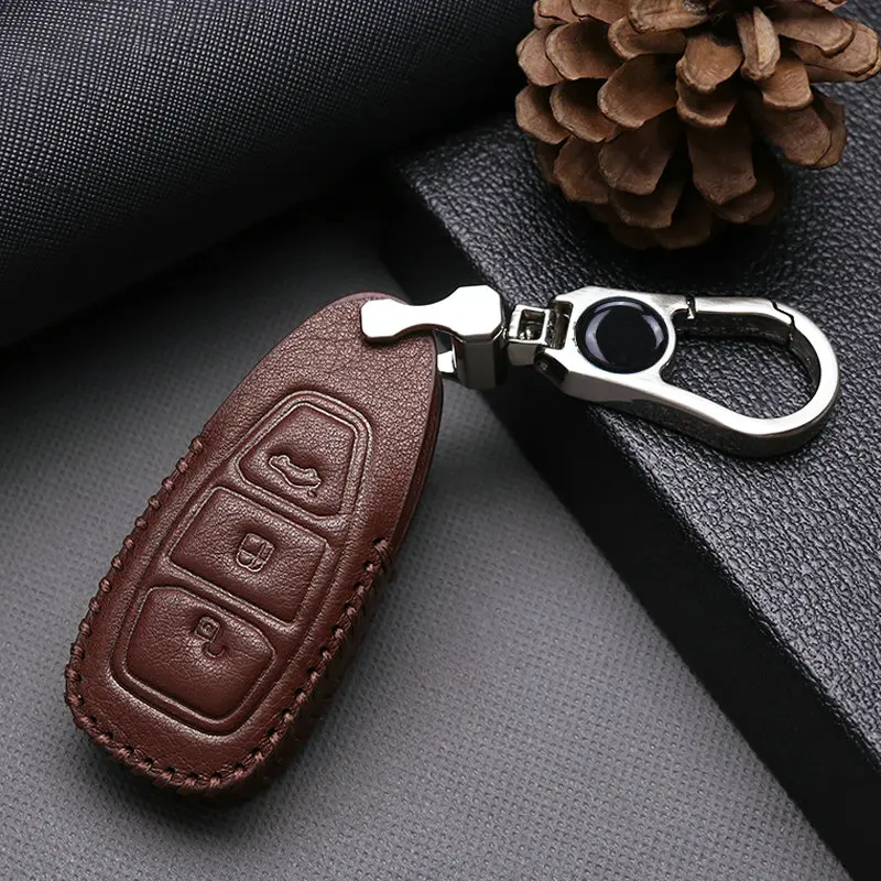 Кожаный Автомобильный Чехол для брелка с ключом Ford Fusion F150 Ranger Focus 2 3 Mondeo Mk5 Mk3 Fiesta S C Max 2019 2020|Футляр