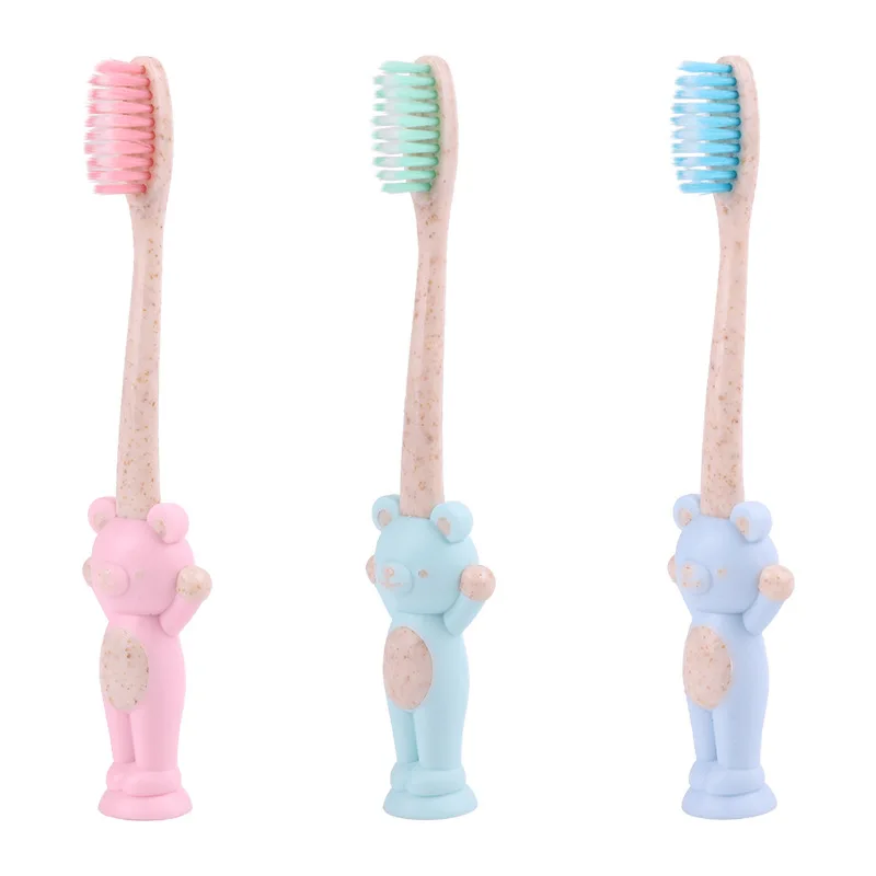 3pcs bear 1/3 шт. детская ложка из мягкого с мягкой щетиной Зубная щётка для детей зубы персонажа из мультфильма тренировочный Зубная щётка es для ухода за зубами зубная щетка - Цвет: 3pcs bear