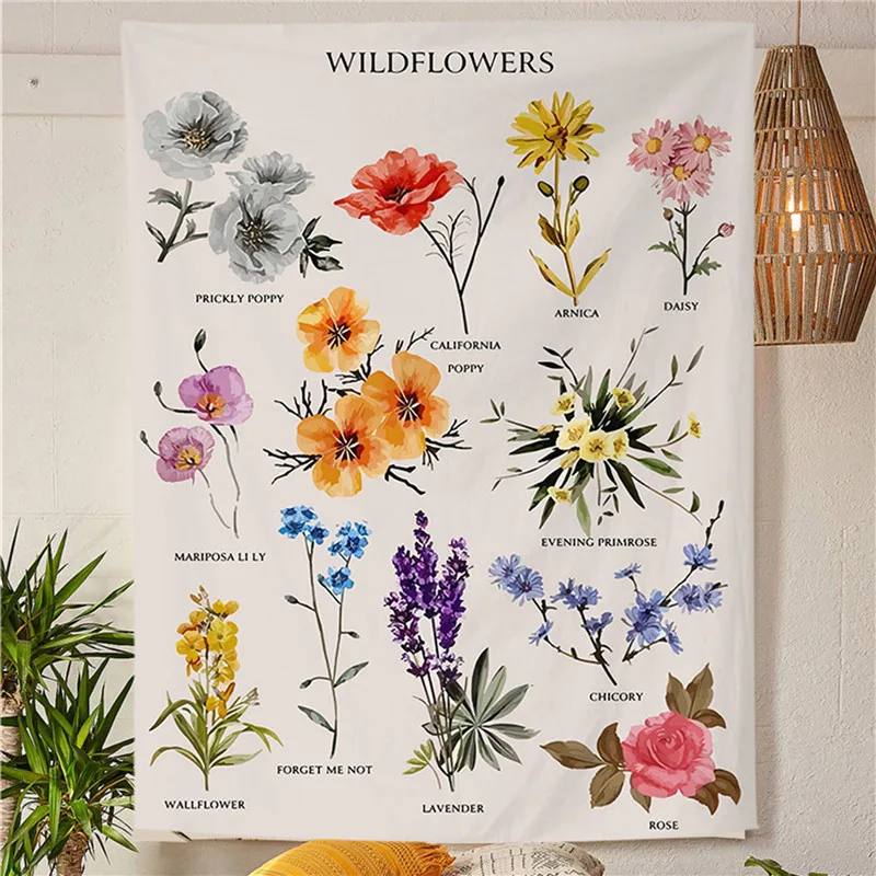 

Настенный гобелен с изображением диких цветов, подвесной цветочный Гобелен для дома