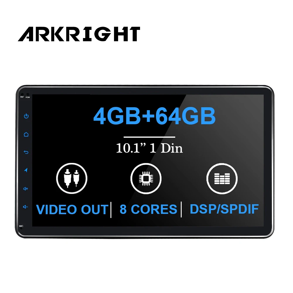Автомагнитола 1 Din 10 дюйма 4 + 64 ГБ Bluetooth GPS/видеовыход/SWC/IPS/SPDIF | Автомобили и
