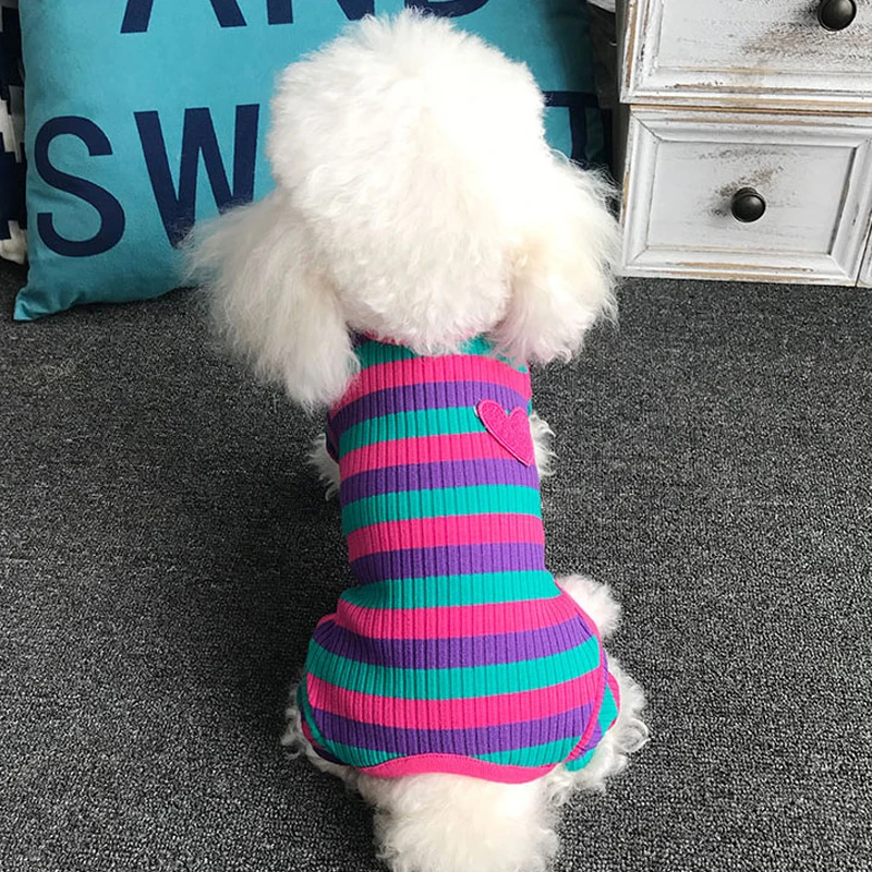 Полосатая Пижама для собак хлопковая одежда щенков чихуахуа йоркширского