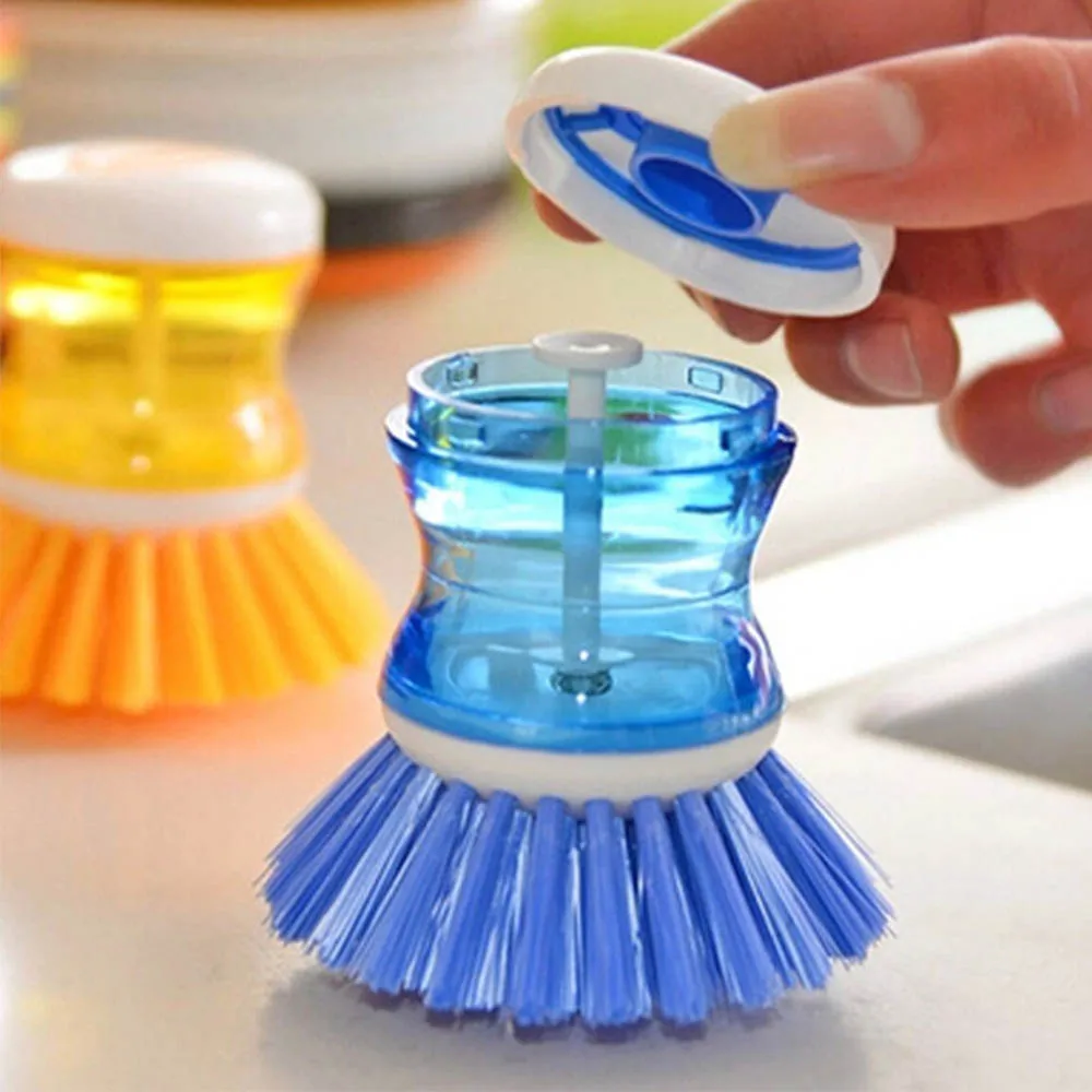 

Kitchen Dish Brush With Liquid Soap Dispenser Plastic Pot Dish Cleaning Brush Home Cleaning Products Kitchen Washing Utensils