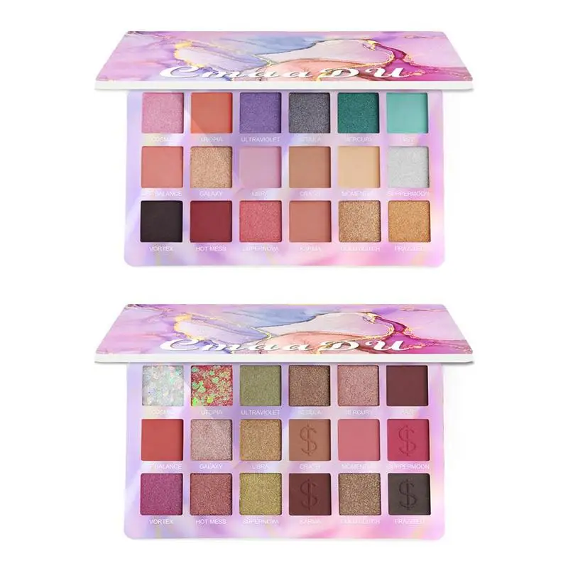 Палитра теней для век 18 цветов мерцающие пигментированные тени стойкие