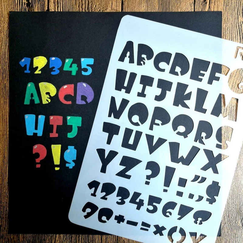 24 Sheets Letter Number Stencils 4X7 Inch Alphabet Stencil Plastic for Home DIY Scrapbooking Painting Drawing Craft | Дом и сад