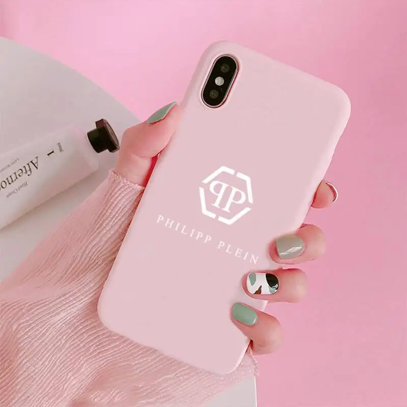 

qp Philipp luxury Brand Phone Case for iPhone 12 mini 11 Pro Max X XR XS 8 7 6s Plus Matte Candy Pink Silicone Cases
