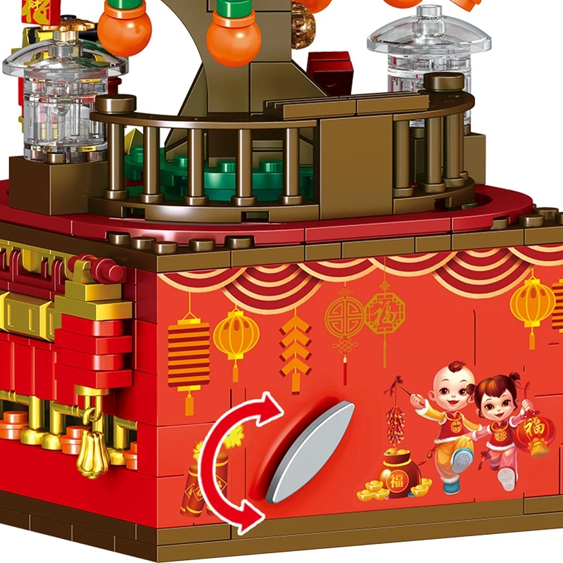 

QUNLONG Creator Expert Music Box Chinese New Year Gifts Fortune Tree With Light Building Blocks Bricks Creator Toys For Children