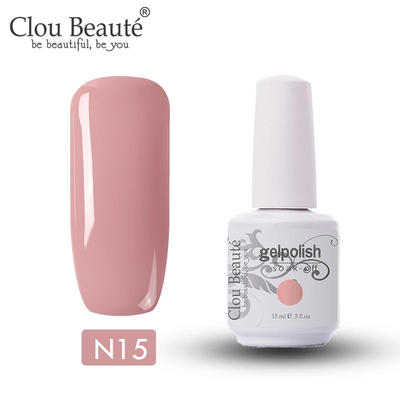 N15 Clou Beaute 15 мл телесный цвет серия Гель лак для ногтей дизайн ногтей строитель гель для полуперманентного лака - Цвет: N15