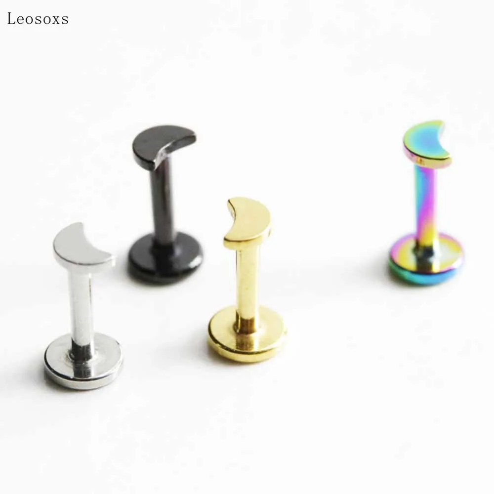 

Leosoxs 2pcs European and American Mini Short Rod Moon Ear Bone Nail Human Body Piercing Jewelry