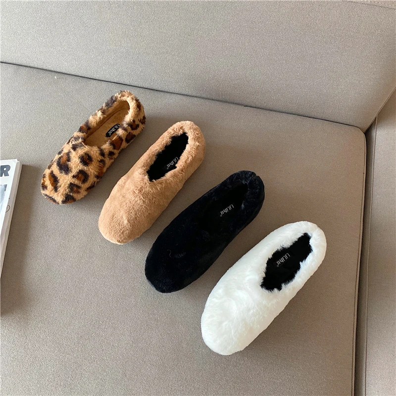 

Casual Flats Shoes Women Fur Loafers Shallow Comfortable Slip on Shoes Ladies Flat Furry Slides Winter Warm Zapatos De Mujer