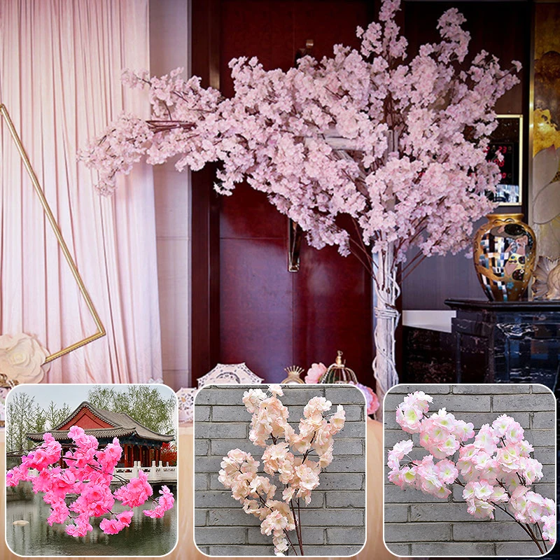 

Simulation Cherry Blossom Branch Wedding Room Decoration Cherry Tree DIY Living Room Wedding Balcony Flower Vine Decor Supplies