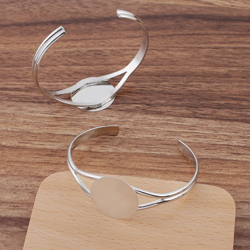 Пустые Открытые настройки браслета с плоской круглой клейкой подкладкой 25 мм