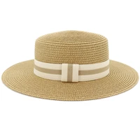 ht3626 2021 new summer sun hat male female wide brim beach hat men women flat top boater fedoras unisex straw hat beach cap