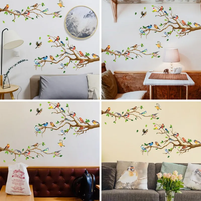 Зеленые наклейки на стену сделай сам обои украшение дома в виде листьев для