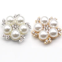 10pcs 23mm pearl rhinestone cabochon alloy button patch for jewelry making diy handmade brooch bow hair decoration accessories