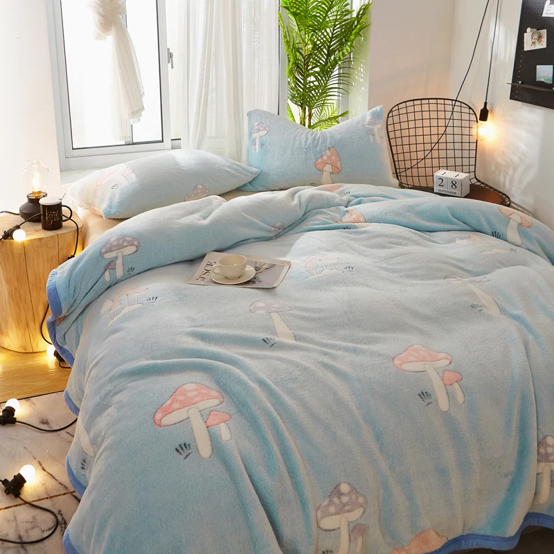 

Flannel Bed Sheet Thickened Double-Sided Fleece Coral Fleece Blanket Bed Sheet Blanket Flannel Thin Blanket