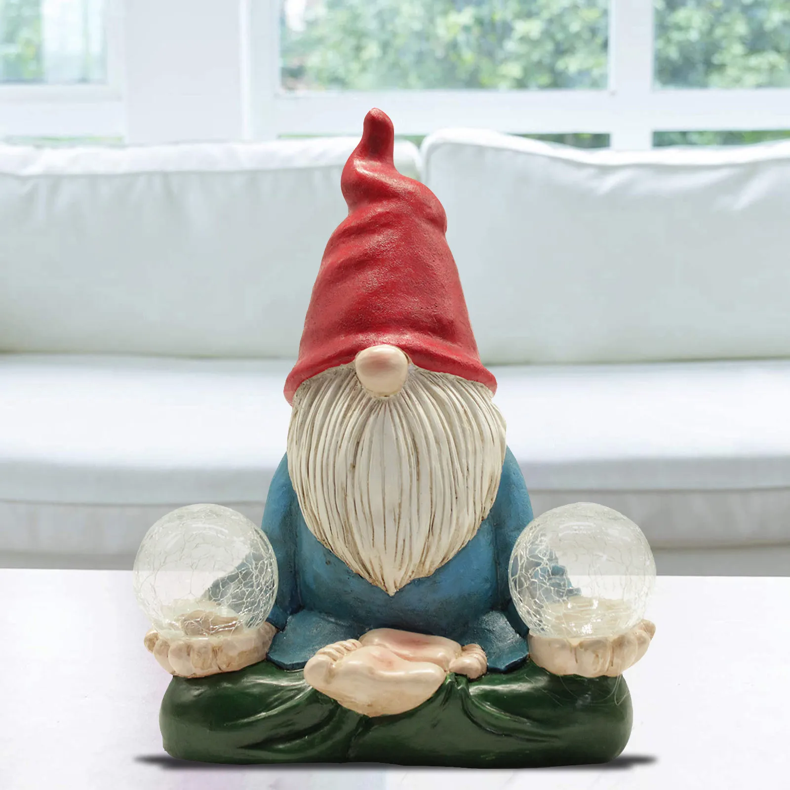 

Spirng Garden Decor Ornaments Garden Dwarf Statue-resin Dwarf Statue Carrying Magic Ball And Solar Led Light Ourdoor Crafts