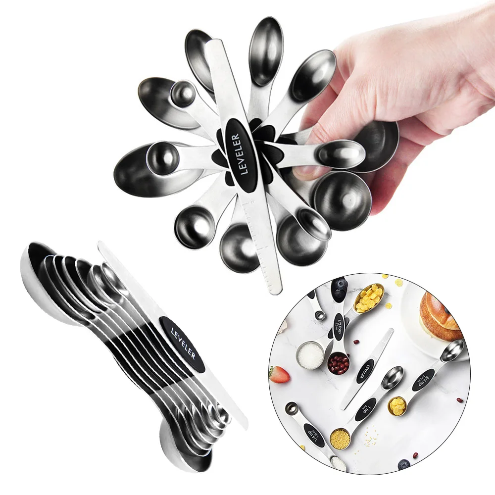 

Kitchen Measuring Spoons 8pcs Teaspoon Coffee Sugar Scoop Cake Baking Double Head Flour Measuring Spoon Kitchen Cooking Tools