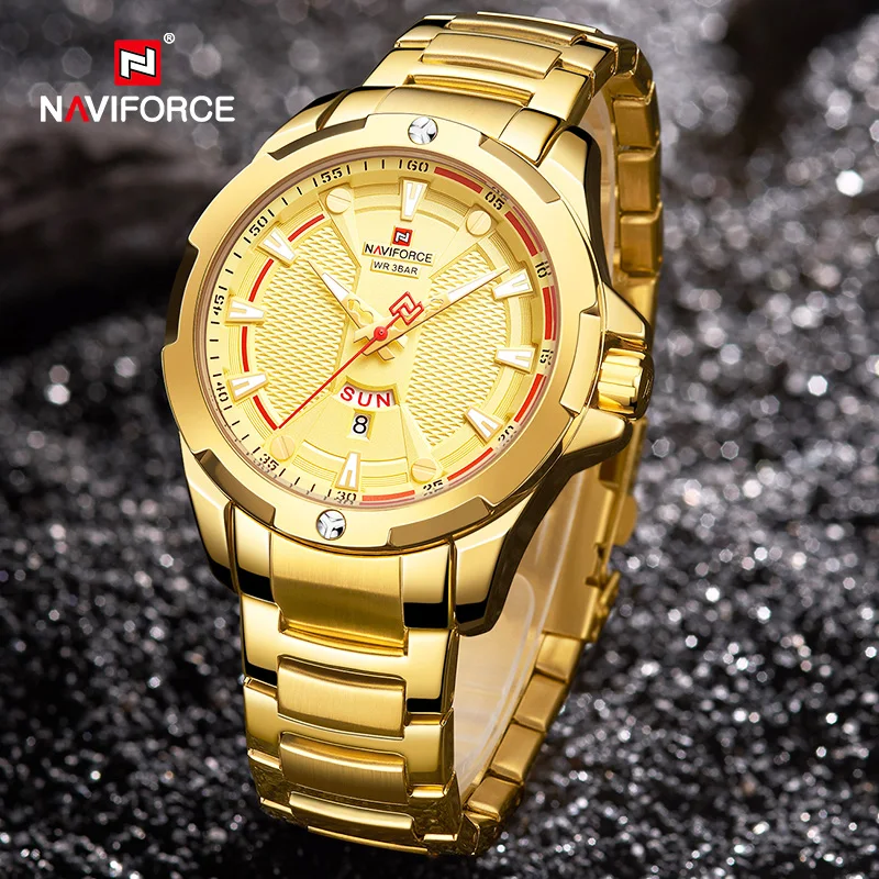 

NAVIFORCE Fashion Gold Watch Men Luxury Quartz Wristwatch Military Sport Casual Clock Wateproof Watches Male Relogio Masculino