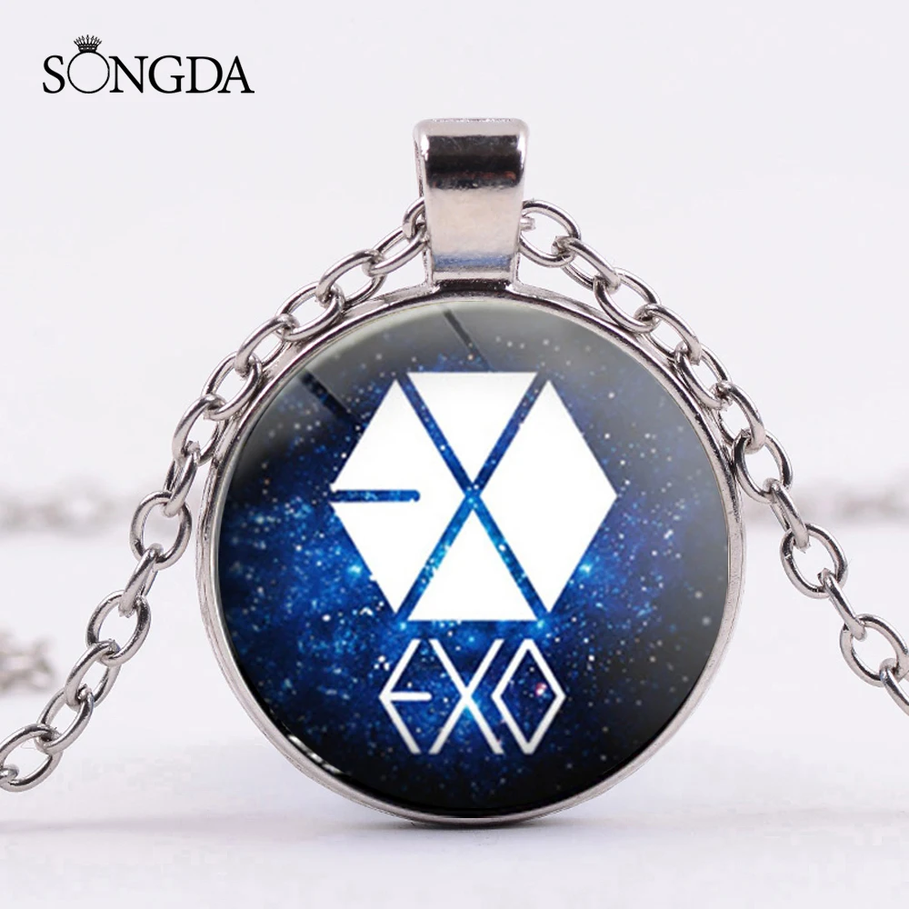 Модные KPOP звезды ювелирные изделия Harajuku звездное небо логотип EXO колье с