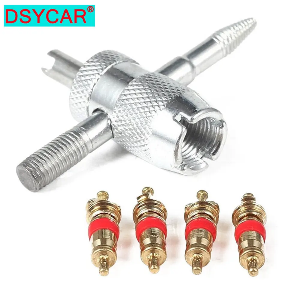 DSYCAR 1 комплект медный сердечник клапана с 5 в шиномонтажным клапаном инструмент