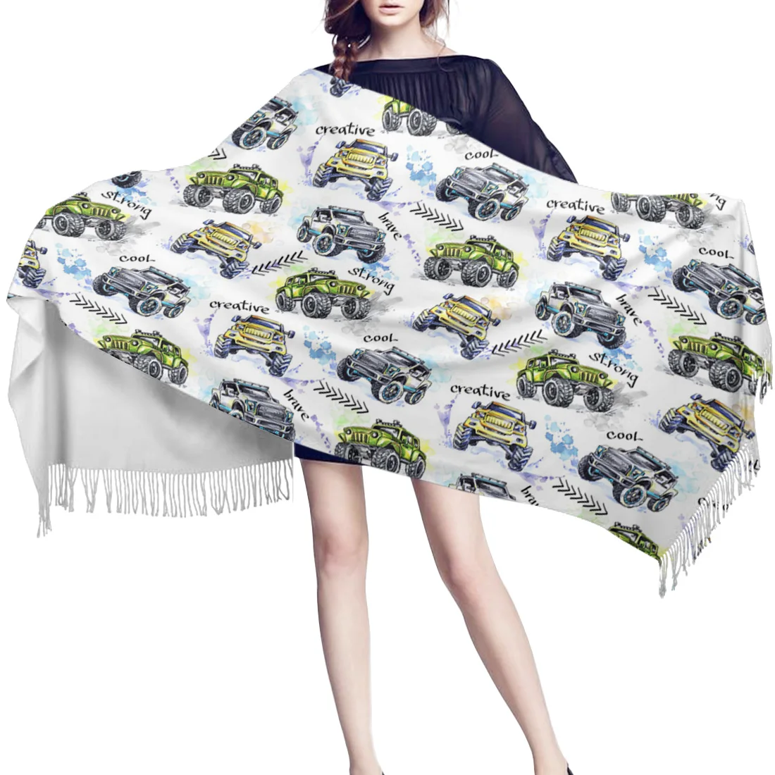 Женский кашемировый шарф с мультяшным принтом багги легкие Супермягкие женские