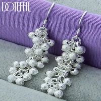 doteffil 925 sterling silver frosted grape beads drop earrings for woman wedding exquisite fashion jewelry