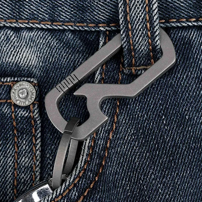 

Titanium Alloy Keychain Elastic Key Ring Unisex Waist Hanging Pressing Hardware Quick Hanging