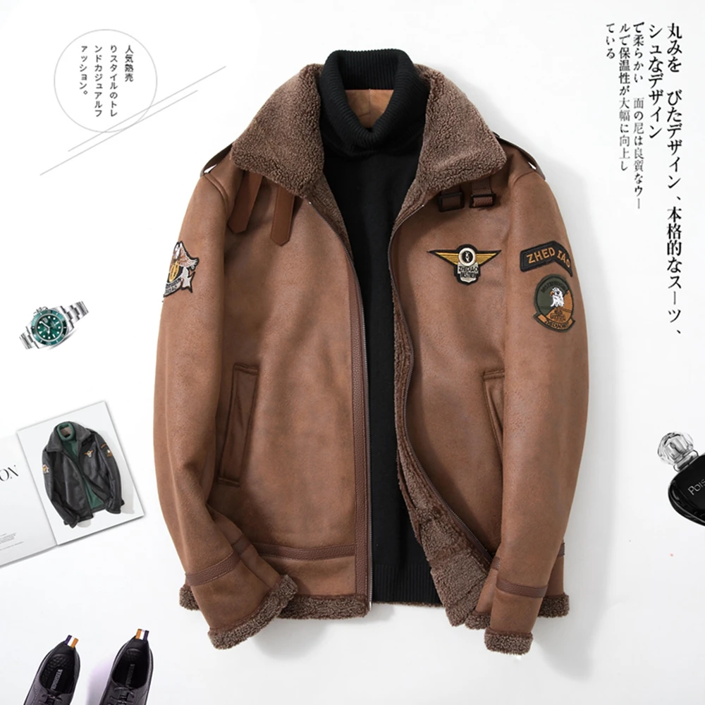 Куртка из искусственного меха новинка зима 2021 Мужская однотонная мотоциклетная