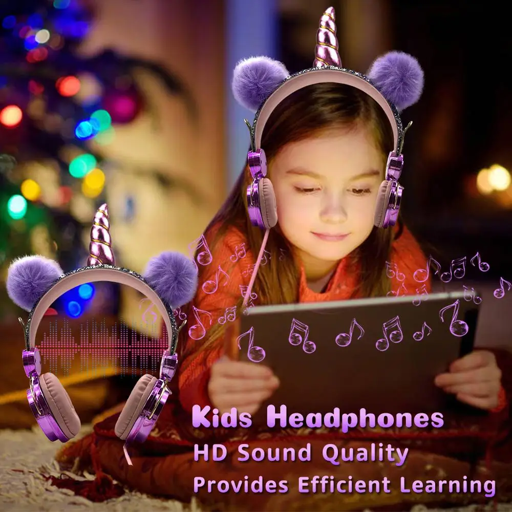 Проводные наушники Unicorns с микрофоном детские музыкальные стереонаушники