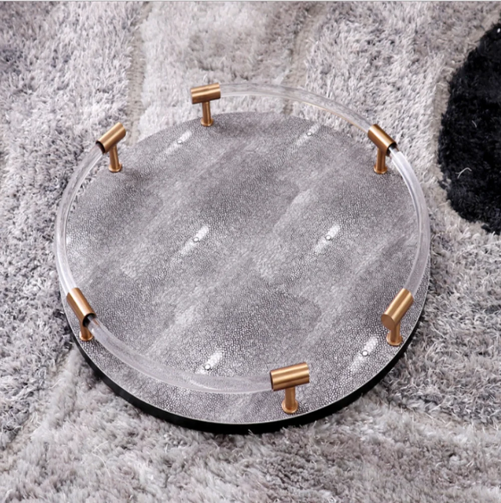 Поднос для хранения 37*6 см круглый стеклянный поднос с дьявольскими рыбами