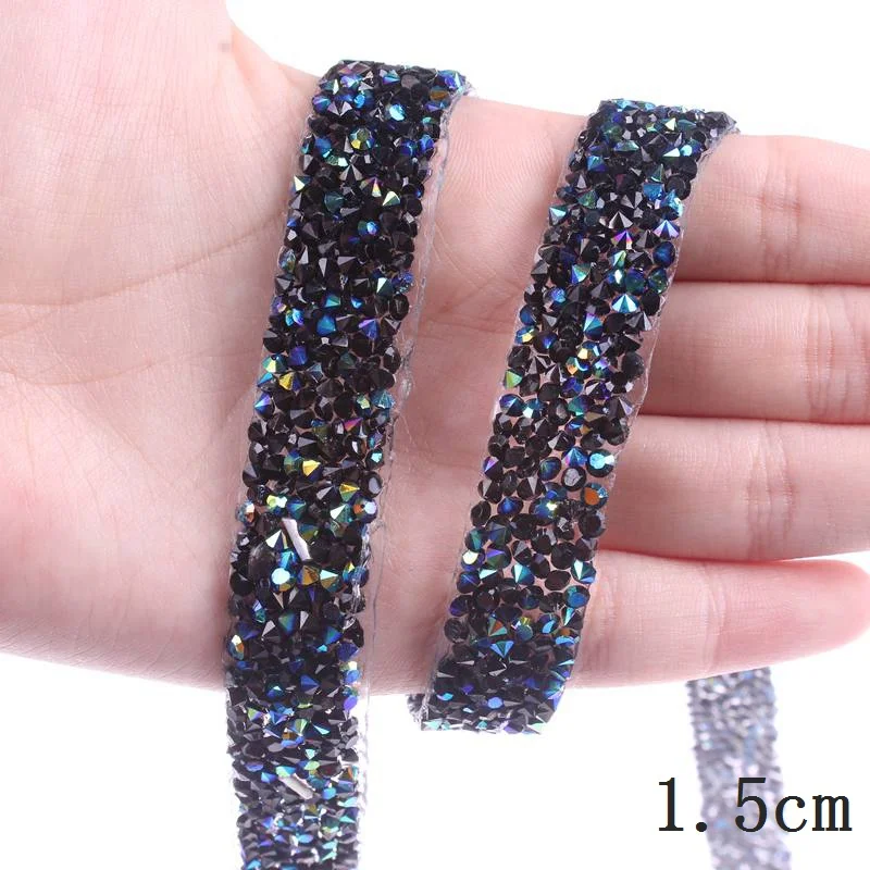 1 ярд Вышивание отделкой с украшением в виде кристаллов Стразы горячей фиксации