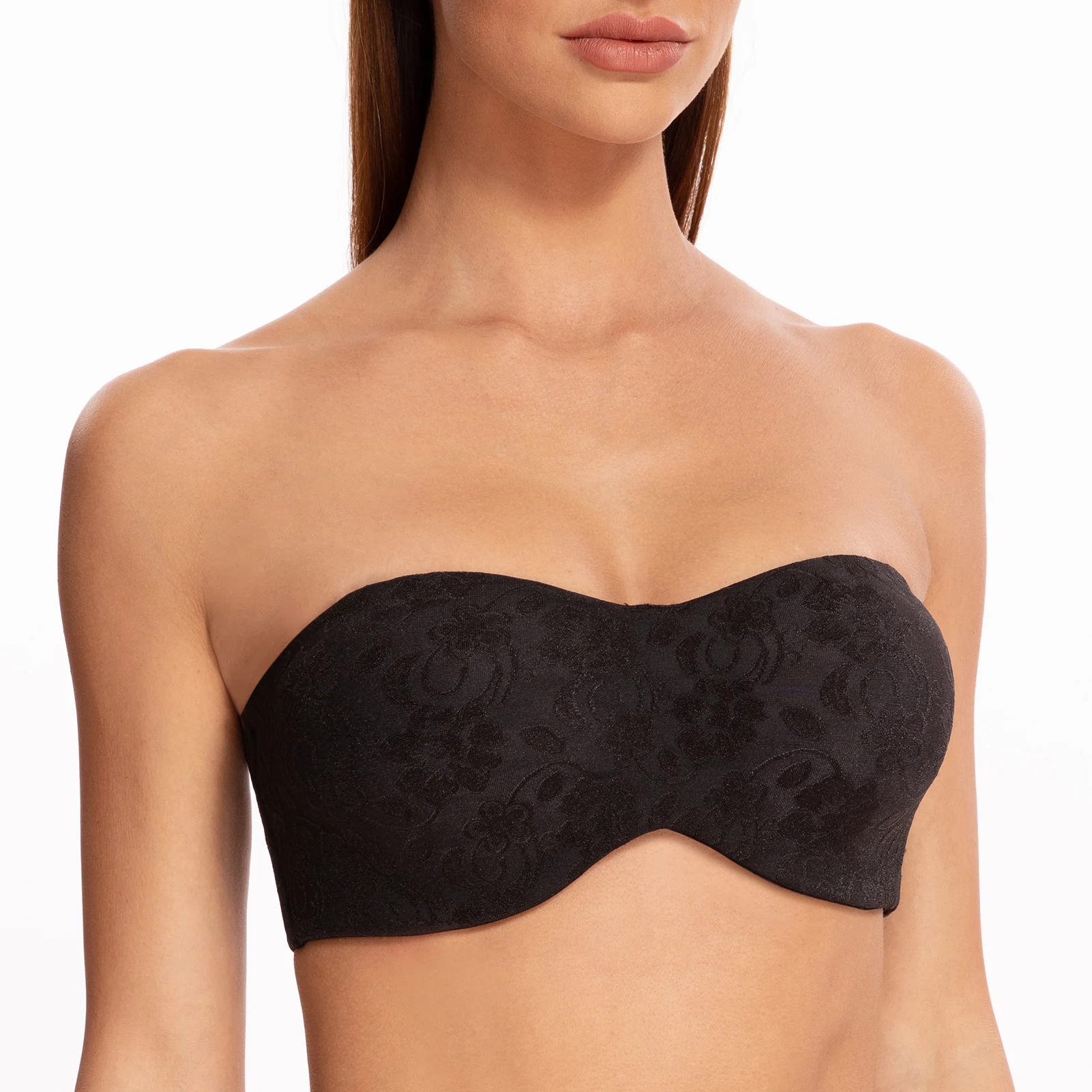 MELENECA Women's Unlined Strapless Bra with Underwire Minimizer for Large Busts Seamless Jacquard Fabric