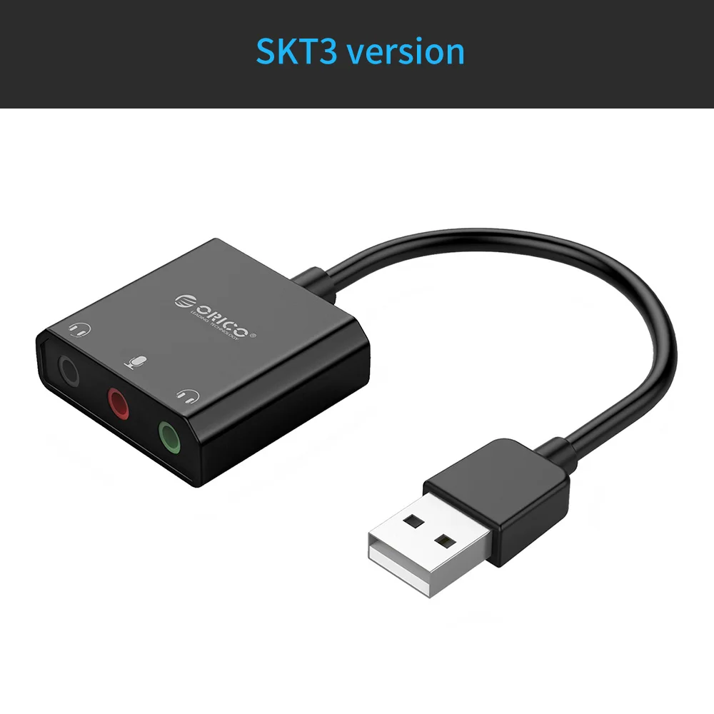 ORICO USB внешняя звуковая карта с интерфейсом микрофона Jack 3,5 мм аудио адаптер Регулировка громкости Бесплатный диск для Windows Mac - Цвет: SKT3