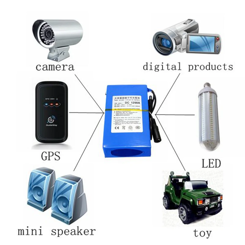 

New High Quality Super Rechargeable Portable Lithium-ion Battery DC 12V 20000mAh With EU Plug 12.6v 20Ah battery pack+charger