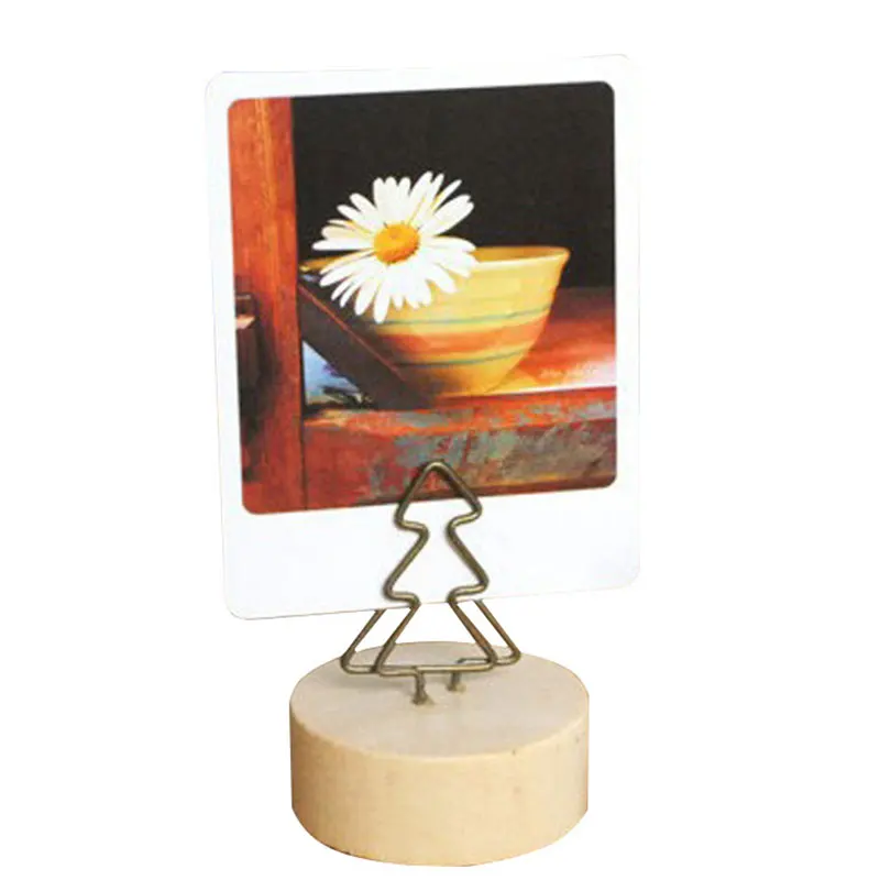 

Creative Photo frame Round Wooden Note Picture Frame Clip Table Number Wedding Photo Holder Clip Memo Name Card Pendant Holder