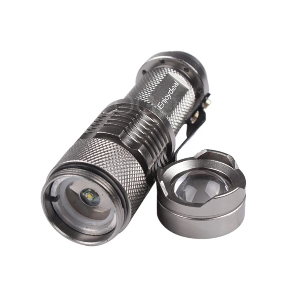 Super Bright Flashlight Mini Penlight 2000Lm Q5 LED Torch Adjustable Zoom Focus Lantern Black / sliver | Лампы и освещение