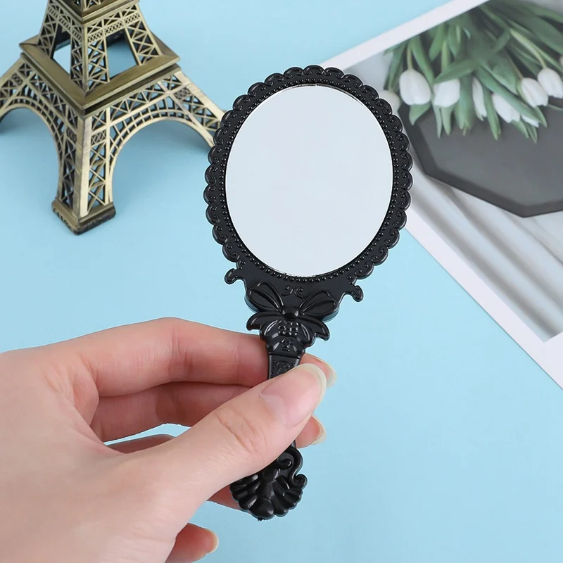 

Mini Vintage Mirror Handhold Makeup Mirror White Black Floral Oval Round Cosmetic Hand Held Mirror For Ladies Beauty Dresser
