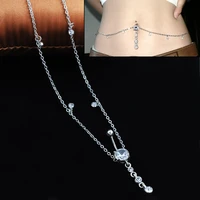 1pc sexy dangling waist chain navel button belly button rings belly piercing crystal surgical steel woman body jewelry barbell
