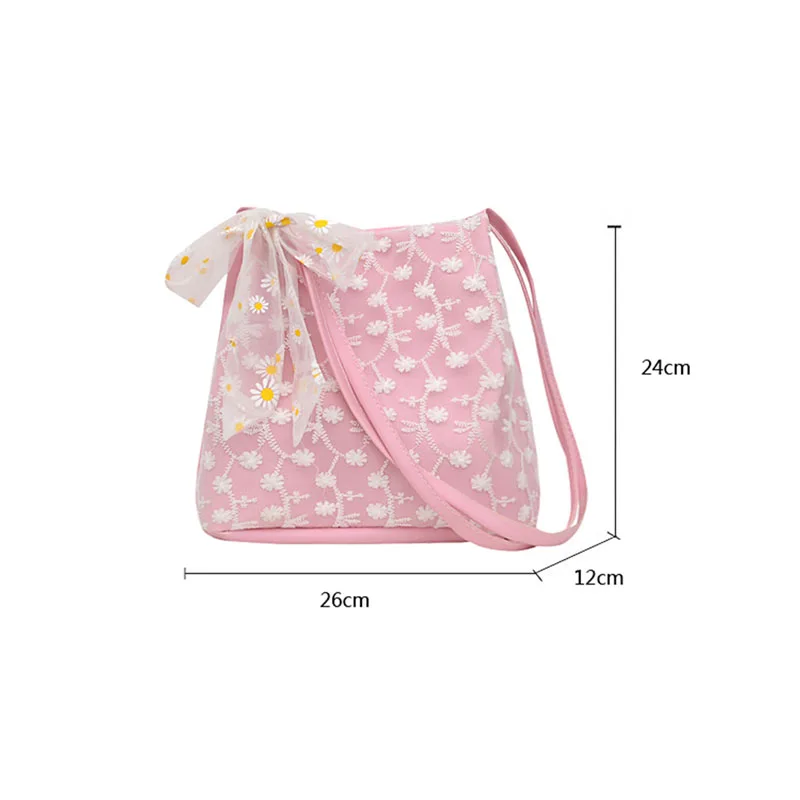 Женская летняя пляжная сумка модная Цветочная кружевная на плечо из