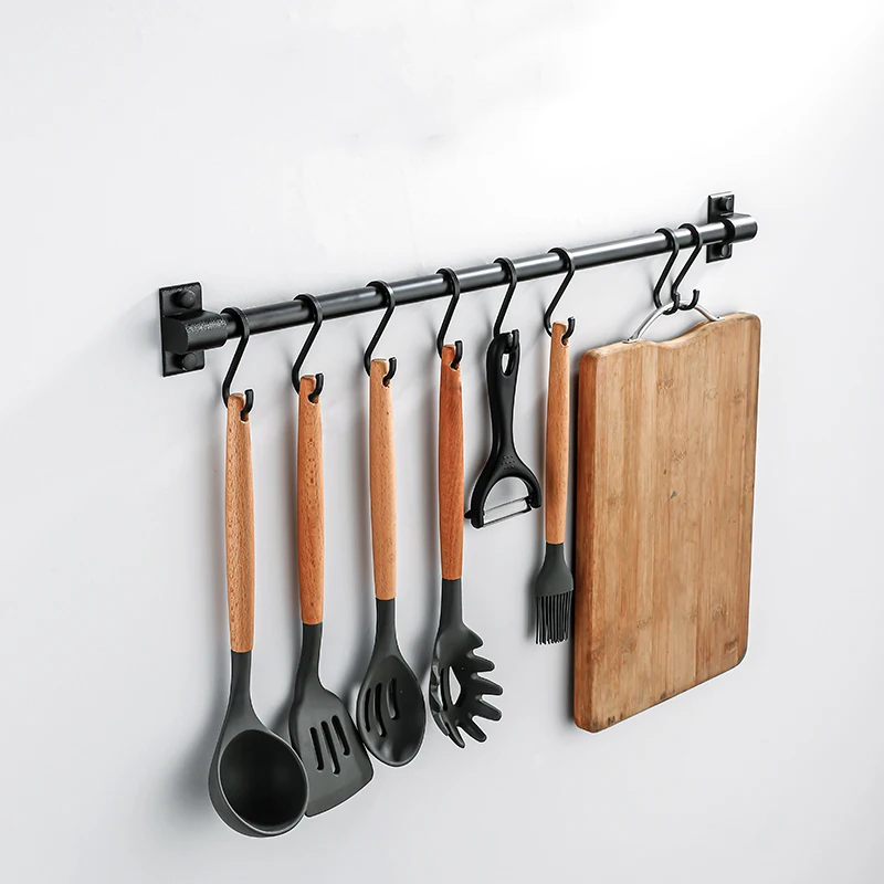

Opslag Plank Opknoping Haken Multifunctionele Hanger Keuken Rail Rack Met Verwijderbare Haken Wall Mounted Opslag Haken