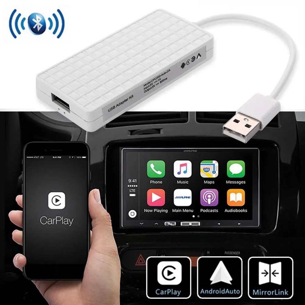 Белая смарт ссылка поддерживает Android навигатор USB ключ беспроводная карта Carplay