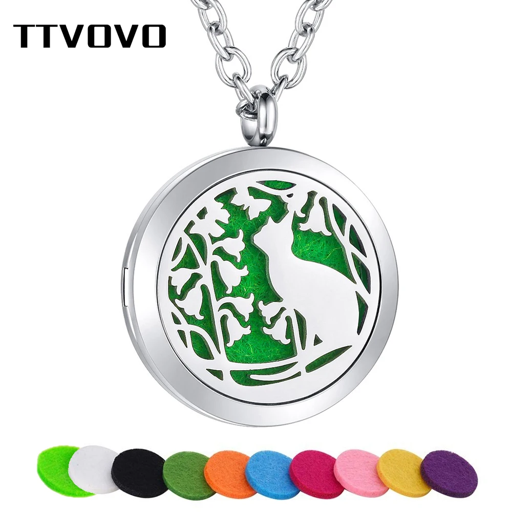 TTVOVO ароматерапия эфирное масло колье аромараспылитель амулеты в виде кошки подвесы для женщин мужчин из нержавеющей стали для духов кулон подарок