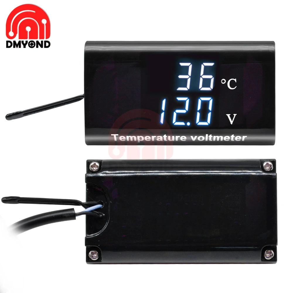 

IPX6 Waterproof Digital Temperature Voltmeter DC 12V Car Boat Motorcycle 0.28 inch LED Display Volt Voltage Meter Tester Panel