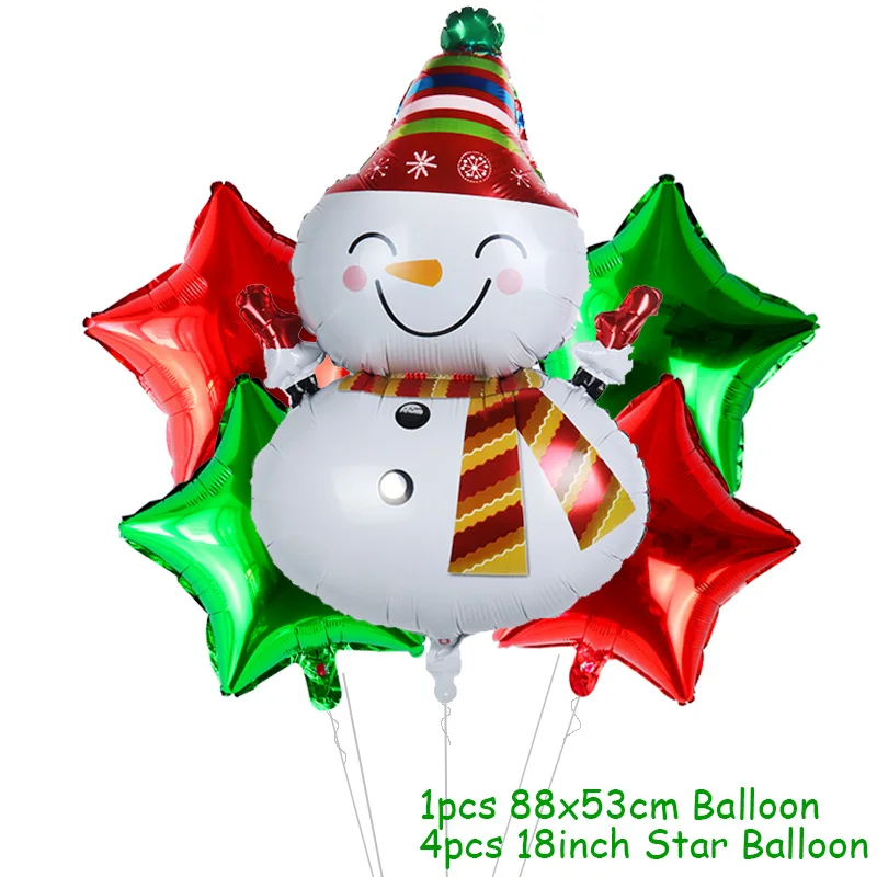 5pcs Balloon Set Рождественские украшения, воздушные шары, Набор Санта Клауса, снеговика, рождественские воздушные шары из фольги Globos, рождественские украшения для вечеринки, рождественские украшения - Цвет: 5pcs Balloon Set